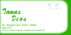 tamas dios business card